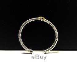 David Yurman Cable Cuff 925 Sterling Silver Bracelet 18k Gold X Crossover 4mm