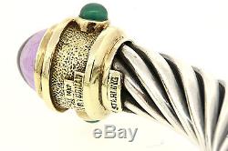 David Yurman Cable Cuff Bracelet Sterling Silver 14k Gold Renaissance Amethyst