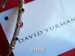David Yurman Cable Renaissance 3xStation Cuff Bracelet Tourmaline Garnet 18KGold
