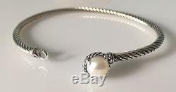 David Yurman Chatelaine Bracelet With Pearl 925 Sterling Silver 3mm