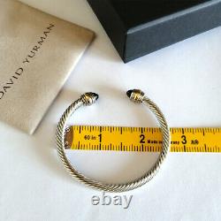 David Yurman Classic Cable Bracelet 5mm Sterling Silver Black Onyx Cuff Bangle