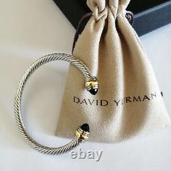 David Yurman Classic Cable Bracelet 5mm Sterling Silver Black Onyx Cuff Bangle M