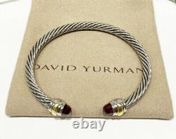 David Yurman Classic Cable Sterling Silver 14K Gold 5mm Bracelet with Garnet