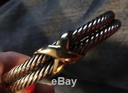 David Yurman Double Cable X 14k Gold Sterling Silver 10mm Cuff Bracelet
