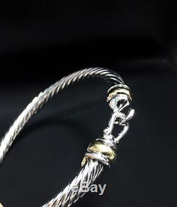 David Yurman Hinge Cable Buckle Bracelet 750 18K gold Classic Sterling Silver