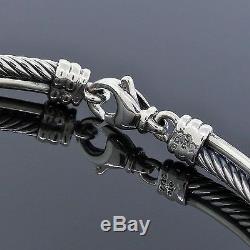David Yurman Jewelry 925 Sterling Silver Diamond Crossover Cable Bangle Bracelet