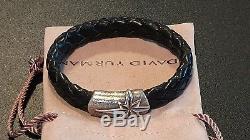 David Yurman Men's North Star Bracelet Black Leather Sterling Silver 925 Nice