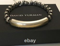 David Yurman Men's Sterling Silver &18K Gold Armory ID Bracelet $1200 NWT M
