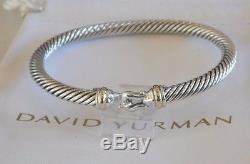 David Yurman New Buckle 18k Yellow Gold Sterling Silver 5mm Cable Bracelet