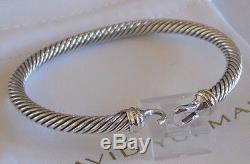 David Yurman New Buckle 18k Yellow Gold Sterling Silver 5mm Cable Bracelet