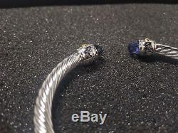 David Yurman New Classic 5mm Cable sterling silver Amethyst Bangle Cuff Bracelet