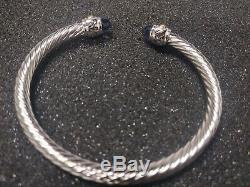 David Yurman New Classic 5mm Cable sterling silver Amethyst Bangle Cuff Bracelet