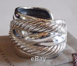 David Yurman New Crossover Cuff Sterling Silver Cable Wide Bracelet $1,100 withCOA
