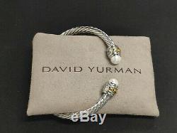 David Yurman- Pearl Sterling-Silver 5mm 14K Gold Cable-Classic Bracelet