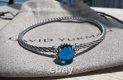 David Yurman Petite Chatelaine Sterling Silver Bracelet, w Blue Topaz 3mm size M