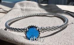 David Yurman Petite Chatelaine Sterling Silver Bracelet, w Blue Topaz 3mm size M
