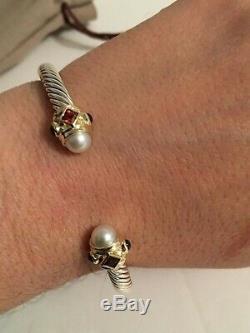 David Yurman Renaissance Bracelet Pearls & Gem Stones 925 Sterling Silver 14K