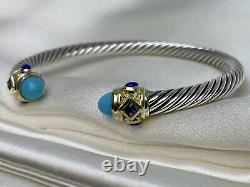 David Yurman Renaissance Bracelet Turquoise, Lapis Lazuli 14K Gold, Silver 925