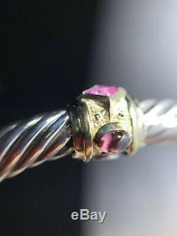 David Yurman Renaissance Bracelet With Pink Tourmaline Rhodalite Garnet & 14k Gold