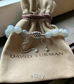 David Yurman Silver 925 Spiritual Bead Bracelet W Grey Moonstone 8mm Adjustable