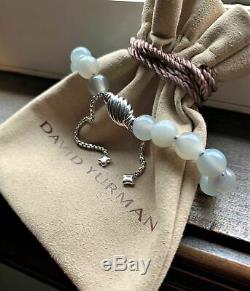David Yurman Silver 925 Spiritual Bead Bracelet W Grey Moonstone 8mm Adjustable
