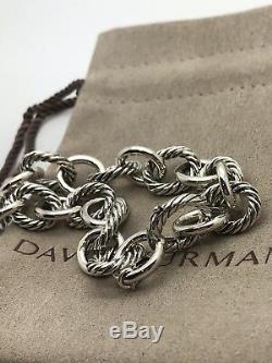 David Yurman Sterling Silver 12'mm Oval Cable Link Chain 7 Inch Bracelet