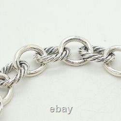 David Yurman Sterling Silver 12mm Oval Link Cable Chain Bracelet 7 Inch with Pouch