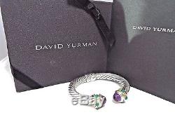 David Yurman Sterling Silver 14K Amethyst 10MM Cable Renaissance Bracelet