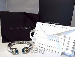 David Yurman Sterling Silver &14K Topaz 10MM Cable Renaissance Bracelet