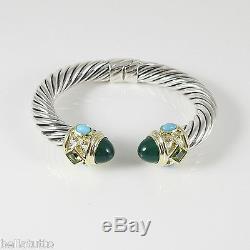 David Yurman Sterling Silver 14k 10mm Green Onyx Turquoise Renaissance Bracelet