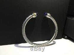 David Yurman Sterling Silver 14k Gold 5mm Amethyst Cable Bracelet