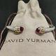 David Yurman Sterling Silver 14k Gold 5mm Red Topaz Cable Bracelet