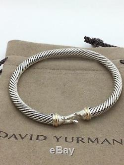 David Yurman Sterling Silver & 18K Gold 5mm Buckle Cable Bangle Bracelet