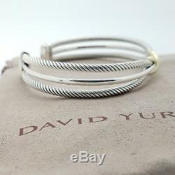 David Yurman Sterling Silver & 18K Gold X Crossover Cable Cuff Bracelet