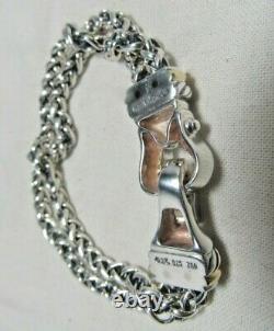 David Yurman Sterling Silver&18K Pave Diamond Buckle Double Wheat Chain Bracelet