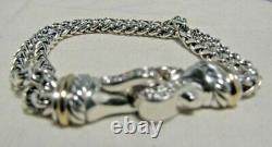 David Yurman Sterling Silver&18K Pave Diamond Buckle Double Wheat Chain Bracelet