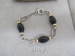 David Yurman Sterling Silver 18k Gold With Black Onyx Toggle Bracelet/ Dy Pouch