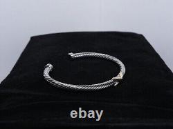 David Yurman Sterling Silver & 18k Gold X Station 4mm Cuff Bangle Bracelet
