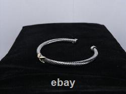 David Yurman Sterling Silver & 18k Gold X Station 4mm Cuff Bangle Bracelet