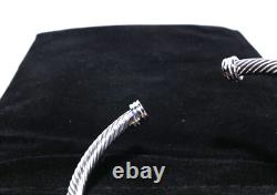 David Yurman Sterling Silver & 18k Gold X Station 4mm Cuff Bangle Bracelet