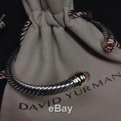 David Yurman Sterling Silver 5mm Cable Classic Bracelet Morganite and 14K Gold