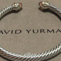 David Yurman Sterling Silver 5mm Cable Classic Bracelet Morganite and 14K Gold