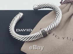 David Yurman Sterling Silver 7mm Pave Black Diamond Cable Cuff Bracelet
