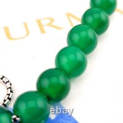 David Yurman Sterling Silver 8'mm Green Onyx Spiritual Bead Bracelet Adjustable
