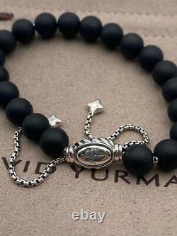 David Yurman Sterling Silver 8mm Matte Black Onyx Spiritual Beads Bracelet
