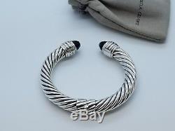 David Yurman Sterling Silver 925 10mm Black Onyx Hinged Cuff Bracelet