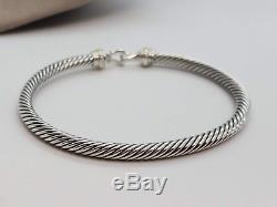 David Yurman Sterling Silver 925 4mm Cable Buckle with18k Gold Cuff Bracelet