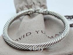 David Yurman Sterling Silver 925 5mm Cable 18k Gold Buckle Cuff Bracelet