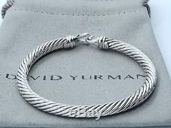 David Yurman Sterling Silver 925 5mm Cable 18k Gold Buckle Cuff Bracelet