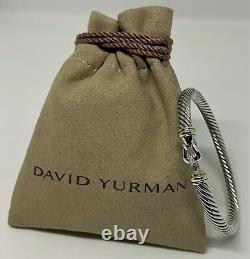 David Yurman Sterling Silver 925 5mm Cable Buckle Bangle Bracelet with 18K Gold